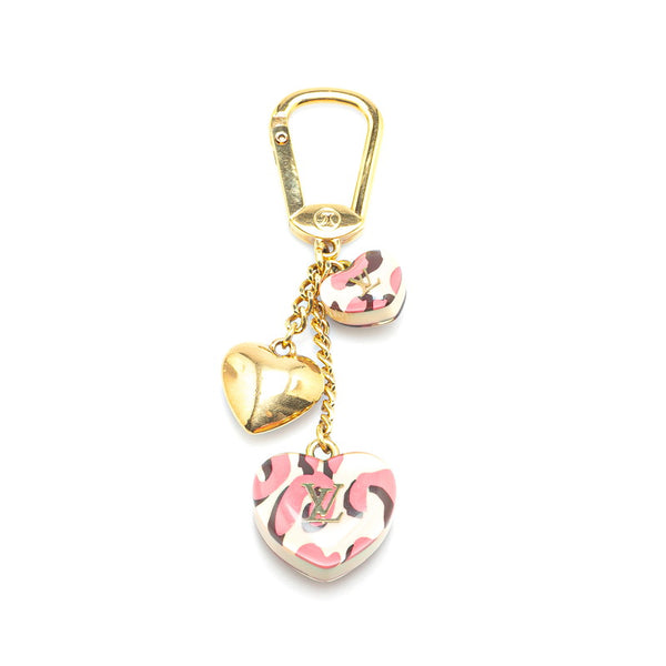 ルイ ヴィトン ポルトクレ レオパード チャーム キーホルダー M66263 ゴールド ブロンコライユ メッキ レジン レディース LOUIS VUITTON 【中古】