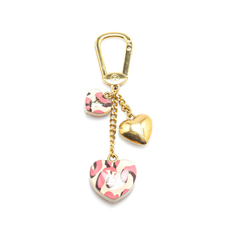 ルイ ヴィトン ポルトクレ レオパード チャーム キーホルダー M66263 ゴールド ブロンコライユ メッキ レジン レディース LOUIS VUITTON 【中古】