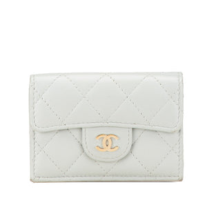 シャネル マトラッセ クラシック スモール フラップ ウォレット 三つ折り財布 AP0231 グレー ラムスキン レディース CHANEL 【中古】