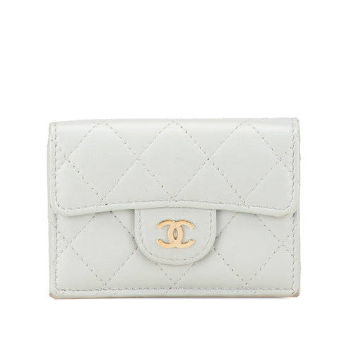シャネル マトラッセ クラシック スモール フラップ ウォレット 三つ折り財布 AP0231 グレー ラムスキン レディース CHANEL 【中古】