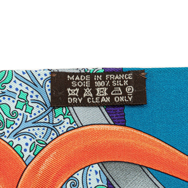 エルメス ツイリー GRAND MANEGE 大調教術 スカーフ ライトブルー レッド マルチカラー シルク レディース HERMES 【中古】