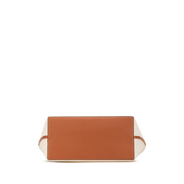 ロエベ アナグラム ハンドバッグ トートバッグ ベージュ ブラウン キャンバス レザー レディース LOEWE 【中古】