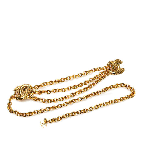シャネル ココマーク マトラッセ 3連 チェーンベルト ゴールド メッキ レディース CHANEL 【中古】