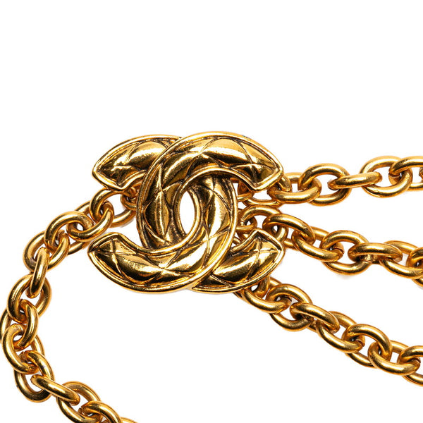 シャネル ココマーク マトラッセ 3連 チェーンベルト ゴールド メッキ レディース CHANEL 【中古】