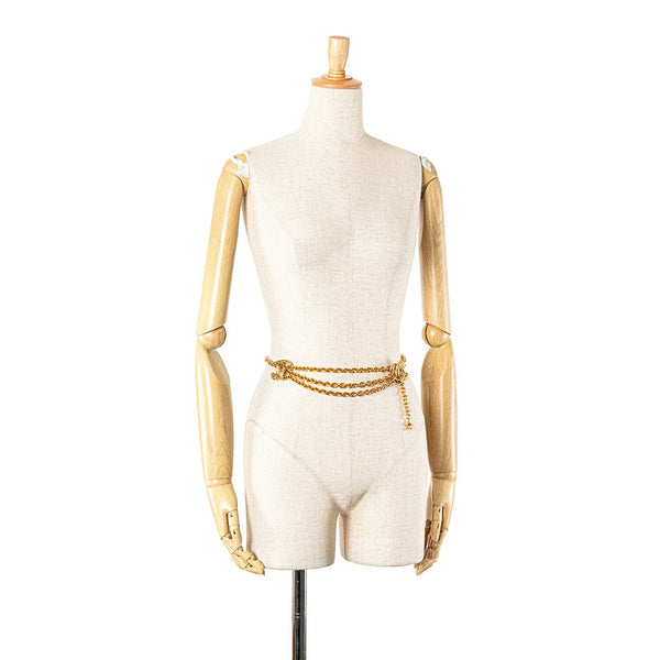 シャネル ココマーク マトラッセ 3連 チェーンベルト ゴールド メッキ レディース CHANEL 【中古】