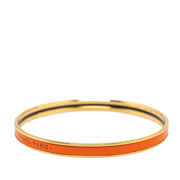 エルメス エマイユPM 七宝焼き バングル ブレスレット ゴールド オレンジ メッキ レディース HERMES 【中古】