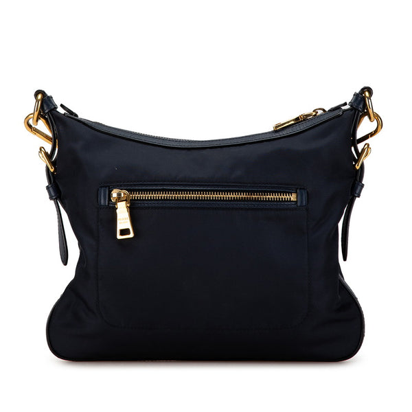 プラダ 三角ロゴプレート テスート 斜め掛け ショルダーバッグ ネイビー ナイロン レザー レディース PRADA 【中古】