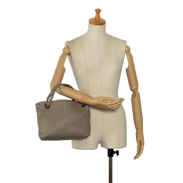 ボッテガヴェネタ イントレチャート ハンドバッグ トートバッグ グレー レザー レディース BOTTEGAVENETA 【中古】