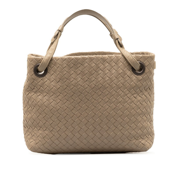 ボッテガヴェネタ イントレチャート ハンドバッグ トートバッグ グレー レザー レディース BOTTEGAVENETA 【中古】