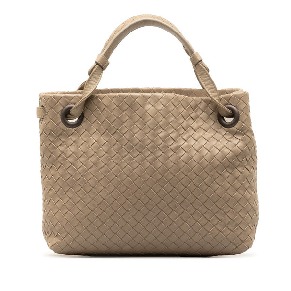 ボッテガヴェネタ イントレチャート ハンドバッグ トートバッグ グレー レザー レディース BOTTEGAVENETA 【中古】