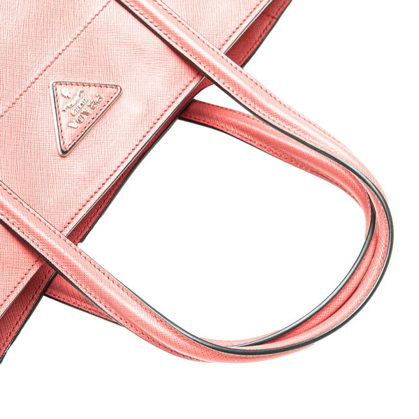 プラダ 三角ロゴプレート サフィアーノ ハンドバッグ ショルダーバッグ 2WAY BN2666 ピンク レザー レディース PRADA 【中古】