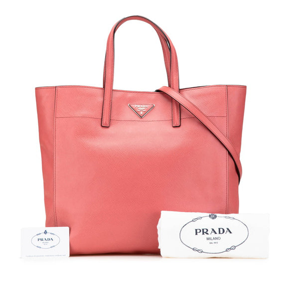 プラダ 三角ロゴプレート サフィアーノ ハンドバッグ ショルダーバッグ 2WAY BN2666 ピンク レザー レディース PRADA 【中古】