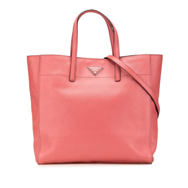 プラダ 三角ロゴプレート サフィアーノ ハンドバッグ ショルダーバッグ 2WAY BN2666 ピンク レザー レディース PRADA 【中古】