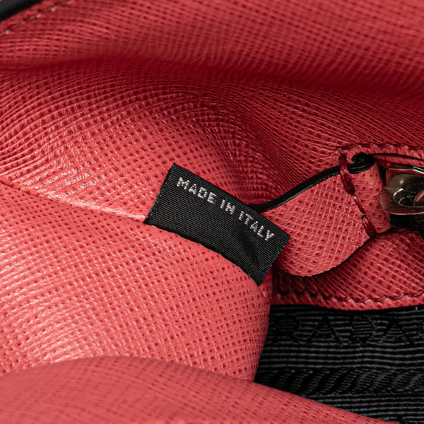 プラダ 三角ロゴプレート サフィアーノ ハンドバッグ ショルダーバッグ 2WAY BN2666 ピンク レザー レディース PRADA 【中古】