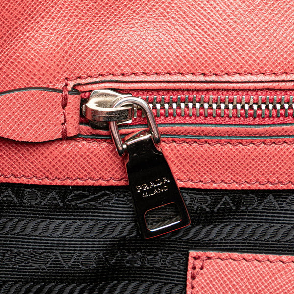 プラダ 三角ロゴプレート サフィアーノ ハンドバッグ ショルダーバッグ 2WAY BN2666 ピンク レザー レディース PRADA 【中古】