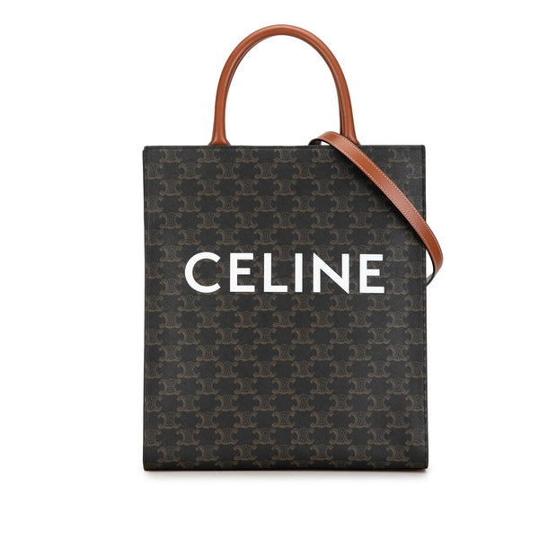 セリーヌ トリオンフ バーティカルカバ スモール トートバッグ ショルダーバッグ 2WAY ブラウン PVC レザー レディース CELINE 【中古】