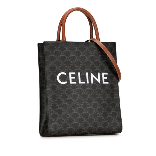 セリーヌ トリオンフ バーティカルカバ スモール トートバッグ ショルダーバッグ 2WAY ブラウン PVC レザー レディース CELINE 【中古】