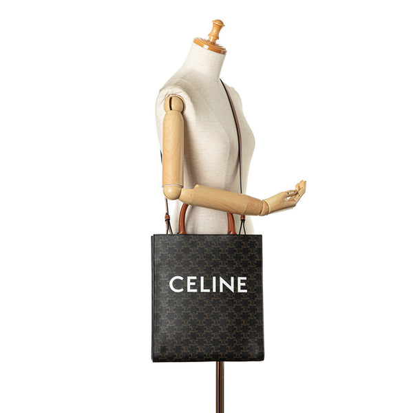 セリーヌ トリオンフ バーティカルカバ スモール トートバッグ ショルダーバッグ 2WAY ブラウン PVC レザー レディース CELINE 【中古】