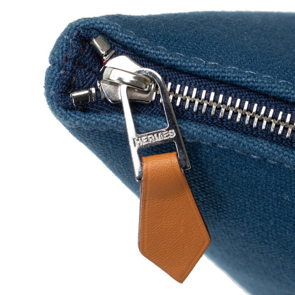 エルメス パルミール ポーチ ブルー キャンバス レディース HERMES 【中古】