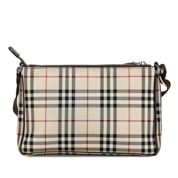 バーバリー ノヴァチェック 斜め掛け ショルダーバッグ べージュ ブラウン キャンバス レザー レディース BURBERRY 【中古】