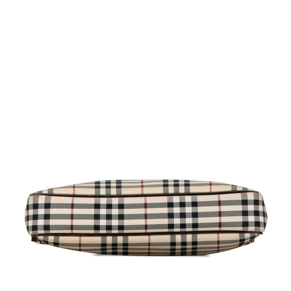 バーバリー ノヴァチェック 斜め掛け ショルダーバッグ べージュ ブラウン キャンバス レザー レディース BURBERRY 【中古】