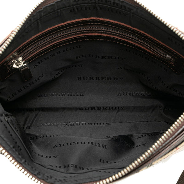 バーバリー ノヴァチェック 斜め掛け ショルダーバッグ べージュ ブラウン キャンバス レザー レディース BURBERRY 【中古】
