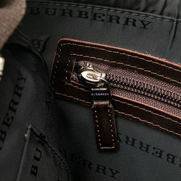 バーバリー ノヴァチェック 斜め掛け ショルダーバッグ べージュ ブラウン キャンバス レザー レディース BURBERRY 【中古】