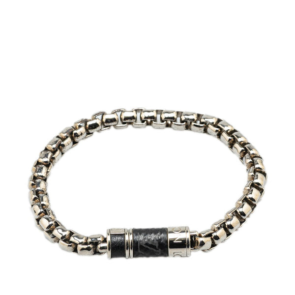 ルイ ヴィトン モノグラム エクリプス ブラスレ チェーンブレスレット M62592 シルバー ブラック メタル メンズ LOUIS VUITTON 【中古】