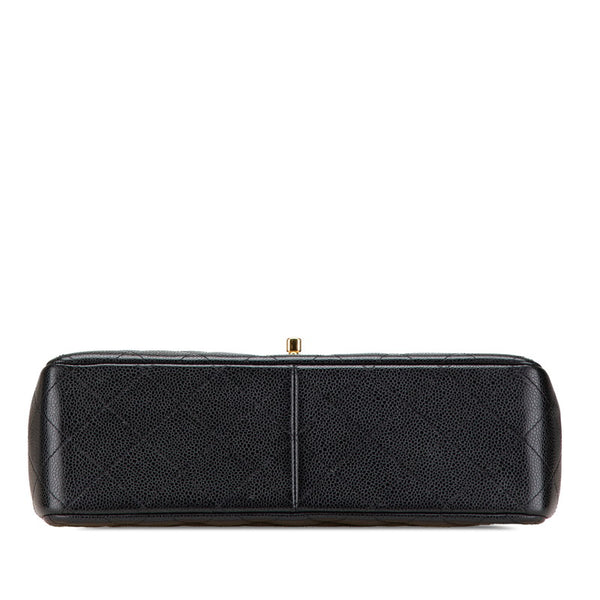 シャネル マトラッセ ココマーク ダブルフラップ チェーン ショルダーバッグ ブラック キャビアスキン レディース CHANEL 【中古】