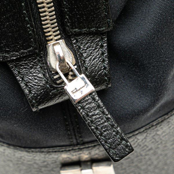 サルヴァトーレフェラガモ トートバッグ AX-21 1209 ブラック キャンバス レザー レディース Salvatore Ferragamo 【中古】