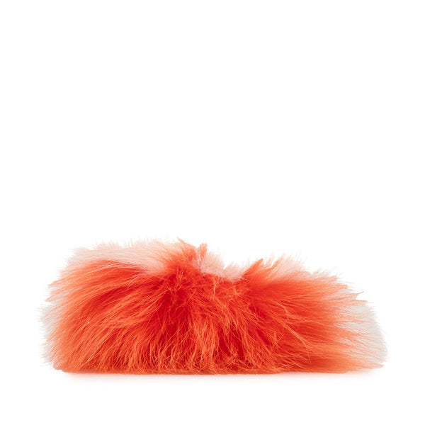 フェンディ ボンボン チャーム キーホルダー オレンジ ホワイト ファー レザー レディース FENDI 【中古】