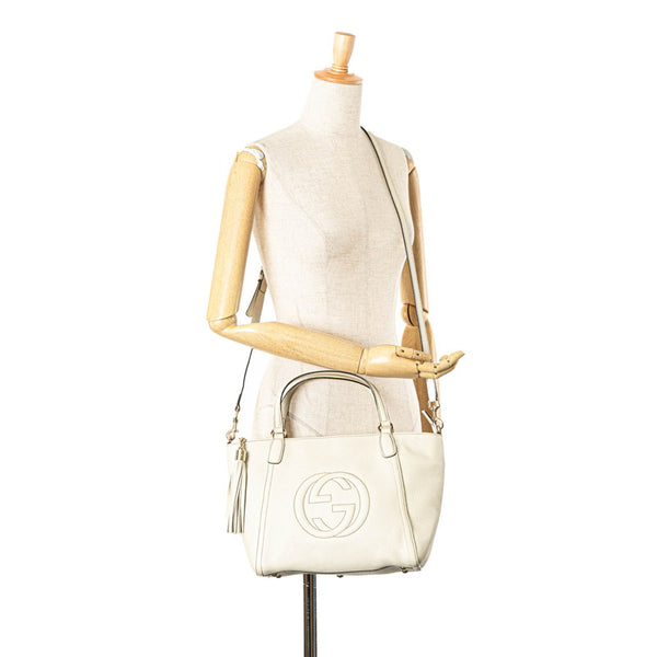 グッチ ソーホー ハンドバッグ ショルダーバッグ 2WAY 369176 オフホワイト レザー レディース GUCCI 【中古】