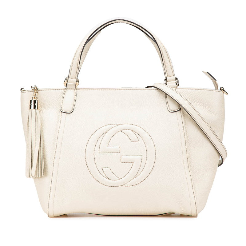 グッチ ソーホー ハンドバッグ ショルダーバッグ 2WAY 369176 オフホワイト レザー レディース GUCCI 【中古】