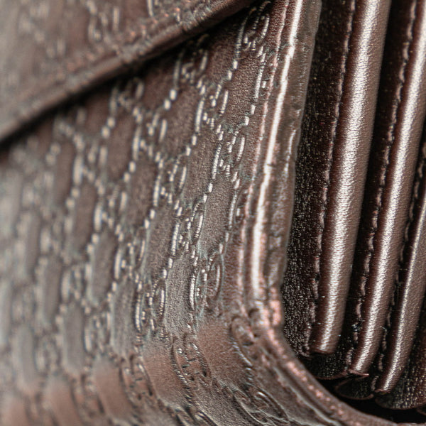 グッチ マイクログッチシマ クラッチバッグ セカンドバッグ 386851 ブラウン レザー メンズ GUCCI 【中古】