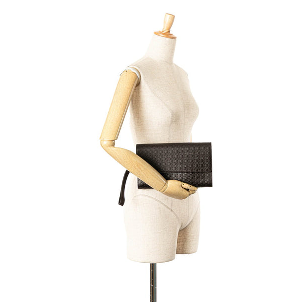 グッチ マイクログッチシマ クラッチバッグ セカンドバッグ 386851 ブラウン レザー メンズ GUCCI 【中古】