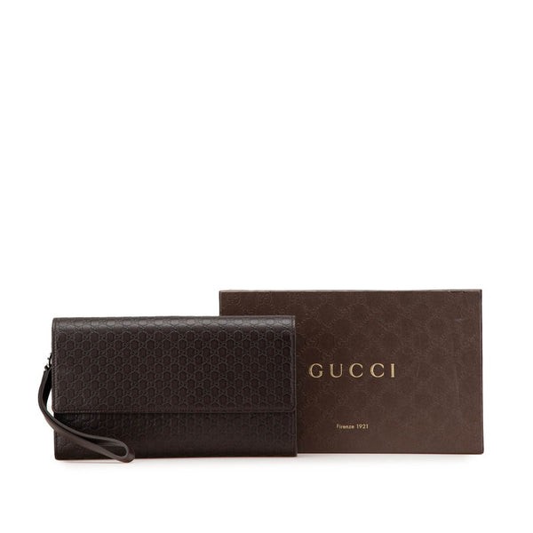 グッチ マイクログッチシマ クラッチバッグ セカンドバッグ 386851 ブラウン レザー メンズ GUCCI 【中古】
