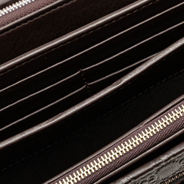 グッチ マイクログッチシマ クラッチバッグ セカンドバッグ 386851 ブラウン レザー メンズ GUCCI 【中古】