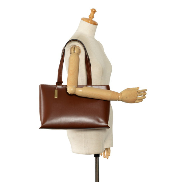 バーバリー チェック トートバッグ ブラウン レザー レディース BURBERRY 【中古】