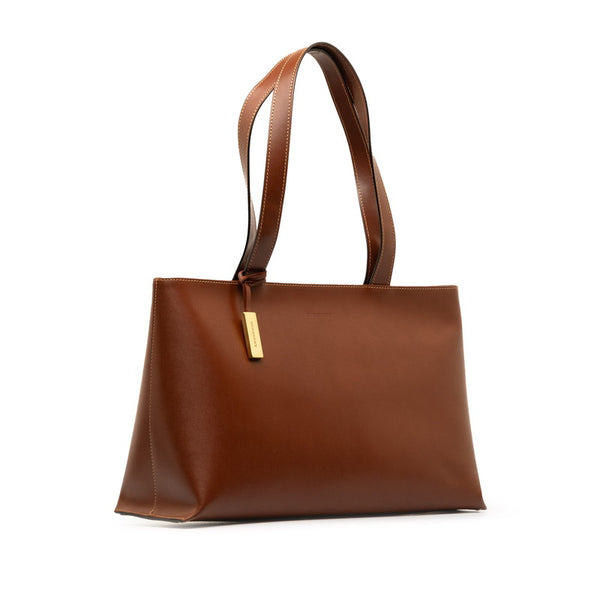 バーバリー チェック トートバッグ ブラウン レザー レディース BURBERRY 【中古】