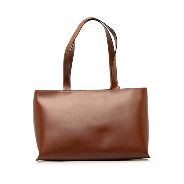 バーバリー チェック トートバッグ ブラウン レザー レディース BURBERRY 【中古】