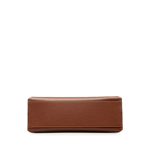 バーバリー チェック トートバッグ ブラウン レザー レディース BURBERRY 【中古】