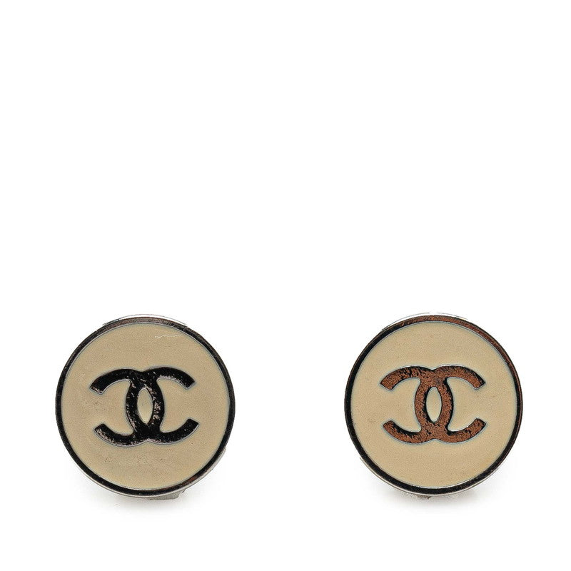 シャネル ココマーク ラウンド イヤリング ベージュ シルバー メタル レディース CHANEL 【中古】