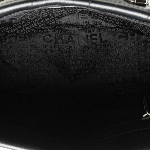 シャネル チョコバー ココマーク トートバッグ ブラック キャビアスキン レディース CHANEL 【中古】