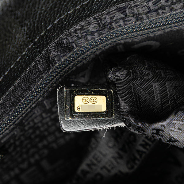 シャネル チョコバー ココマーク トートバッグ ブラック キャビアスキン レディース CHANEL 【中古】