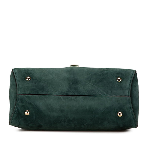 サルヴァトーレフェラガモ ガンチーニ ハンドバッグ ショルダーバッグ 2WAY GG-21 H320 カーキ スウェード レザー レディース Salvatore Ferragamo 【中古】