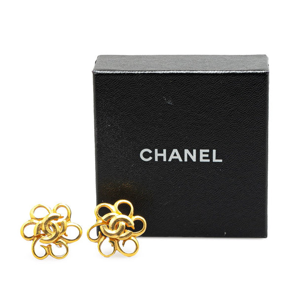 シャネル ココマーク 花 フラワー モチーフ イヤリング ゴールド メッキ レディース CHANEL 【中古】