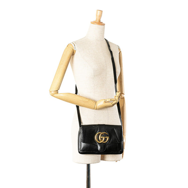 グッチ GGマーモント アリー スモール 斜め掛け ショルダーバッグ 550129 ブラック レザー レディース GUCCI 【中古】