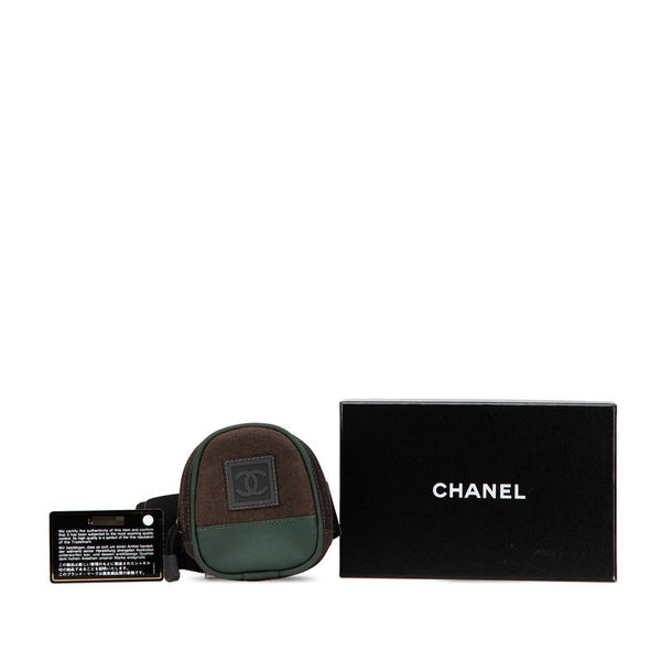 シャネル スポーツライン ココマーク アームポーチ  ブラック グリーン キャンバス レディース CHANEL 【中古】