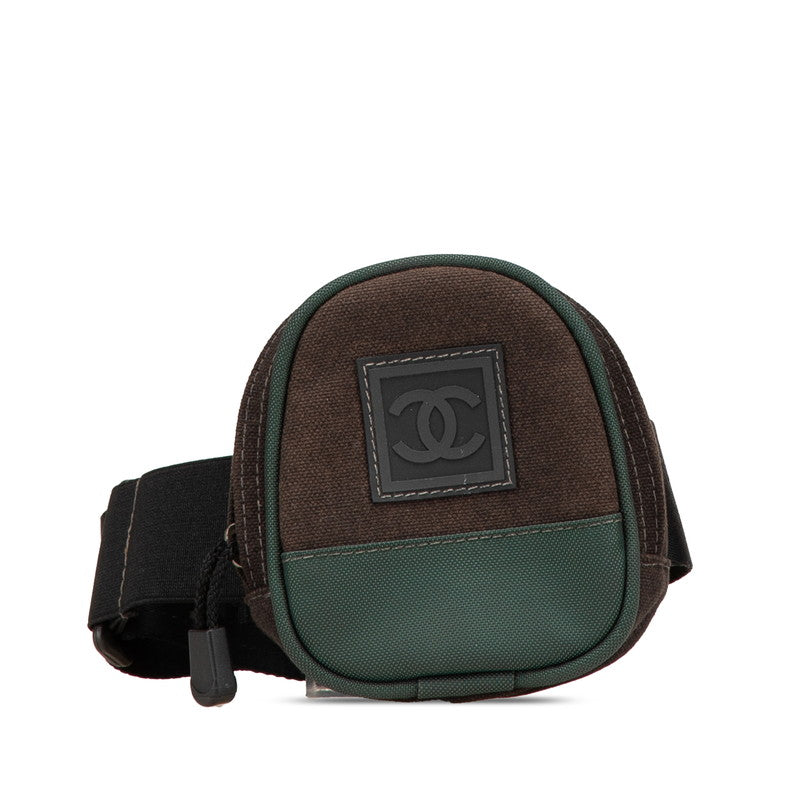 シャネル スポーツライン ココマーク アームポーチ  ブラック グリーン キャンバス レディース CHANEL 【中古】