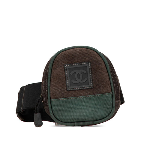 シャネル スポーツライン ココマーク アームポーチ  ブラック グリーン キャンバス レディース CHANEL 【中古】